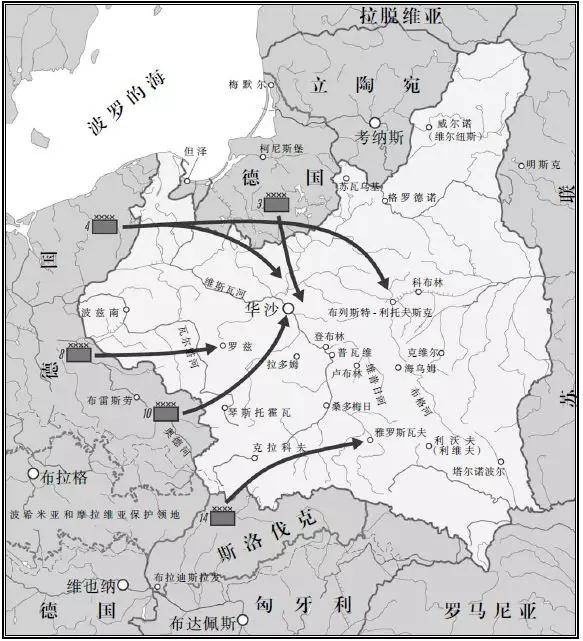 其中,東普魯士的南部,奧德尼斯河以東的德意志領土以及但澤港口全被劃