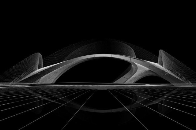 正在威尼斯3d打印的striatus桥的概念性效果图.