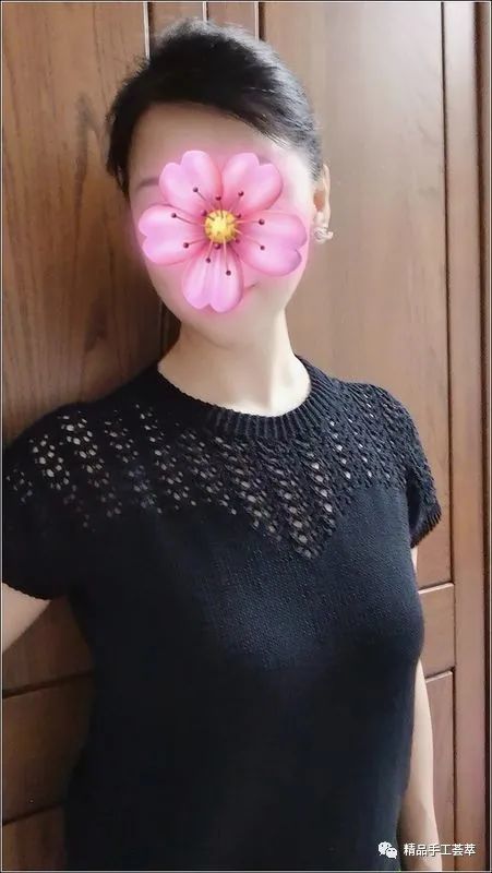 气质满满·棒针镂空花短袖小衫织法教程 图解