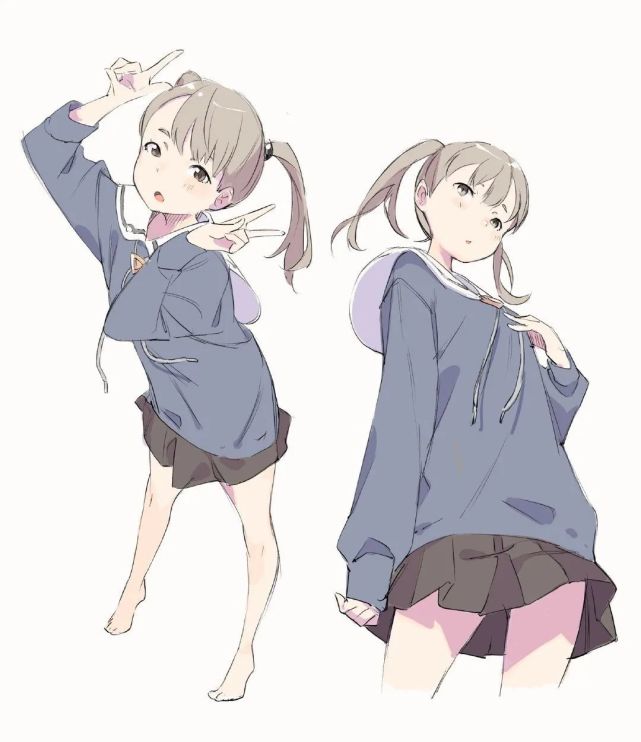 人物动作参考元气少女超可爱