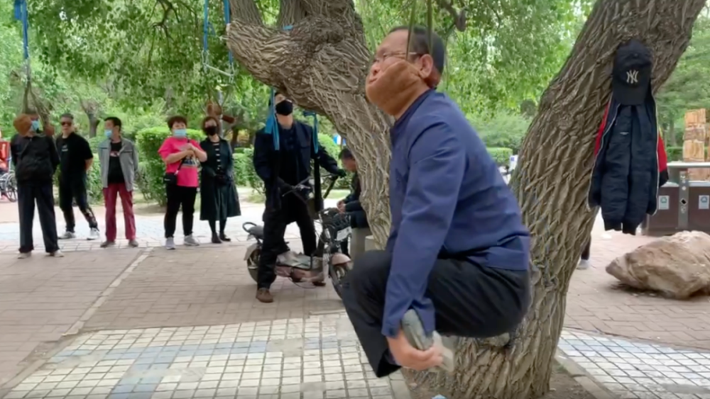 公园树上吊着一群大爷大妈医生看了都瑟瑟发抖