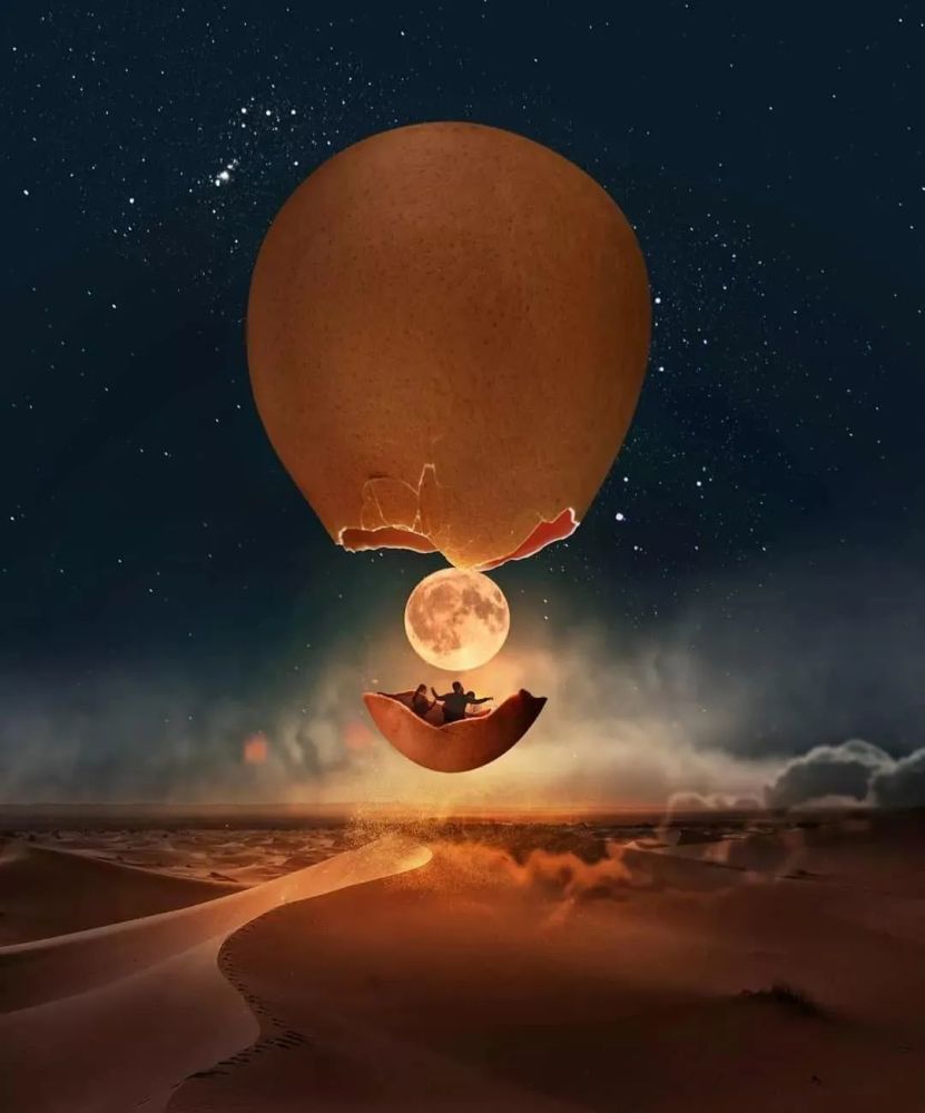 她说,从构思创意,找素材,到ps合成,她创作这样一幅作品,需要花一整天