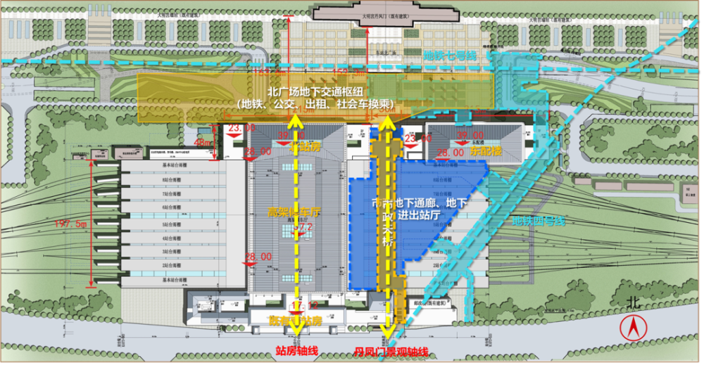 唐韵长安西安火车站北站房丹凤门广场地下交通枢纽同步开放