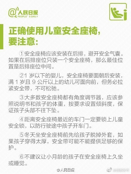 6月1日起儿童安全座椅纳入全国性立法戳图正确使用安全座椅的要点