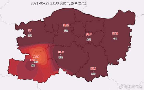 郑州气温已经超过38度!下午到夜里可能有强对流天气