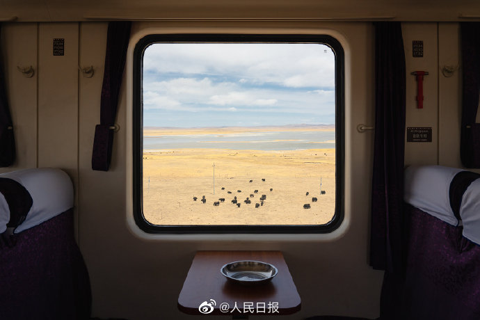 绝美火车窗外的青藏铁路风景