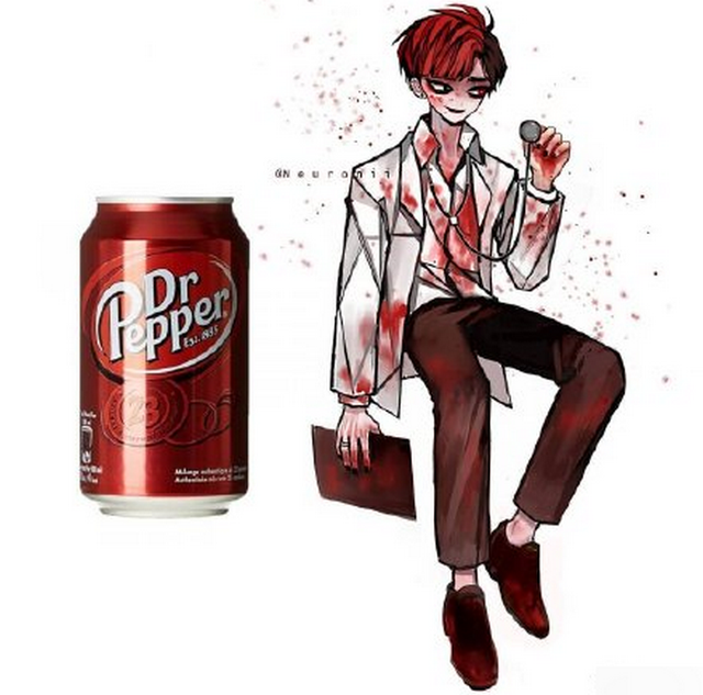 绘画大佬将饮料变二次元少年,芬达清新炫酷,你最喜欢哪一款?