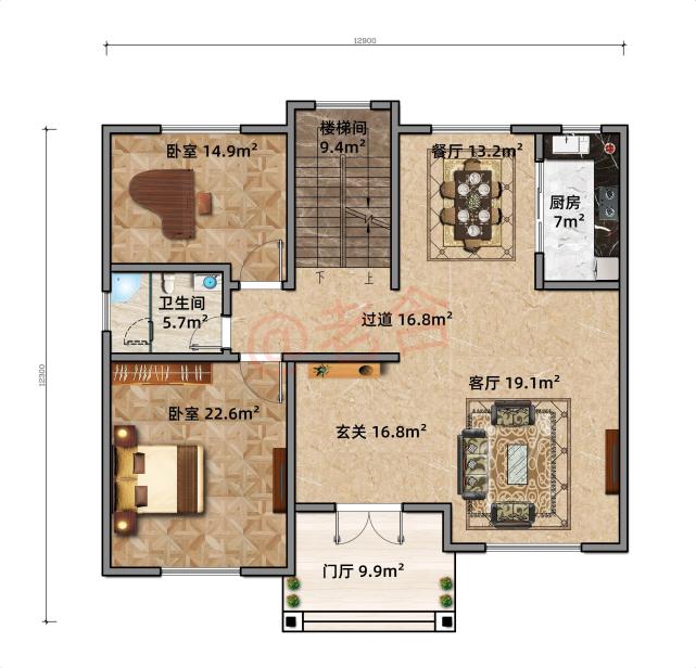 12×12米新中式三層別墅,江西餘大哥花了25萬建成,附近村都來問圖紙