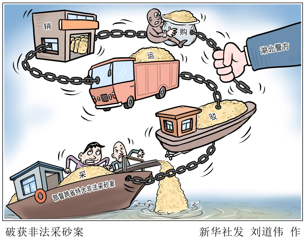 图表漫画法治破获非法采砂案