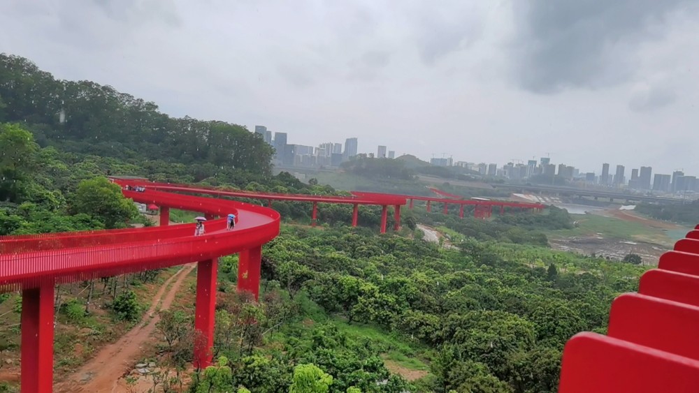 深圳光明虹桥公园:全长4公里红颜色,徒步!跑步感受到喜庆