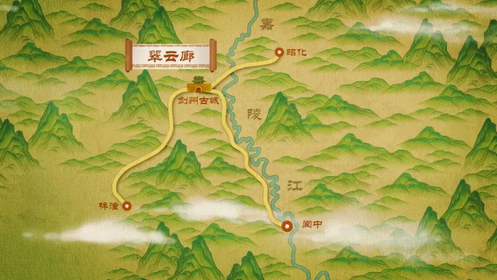 翠云廊,以剑州古城为中心,在155公里长的古蜀道两旁矗立着近万株古柏