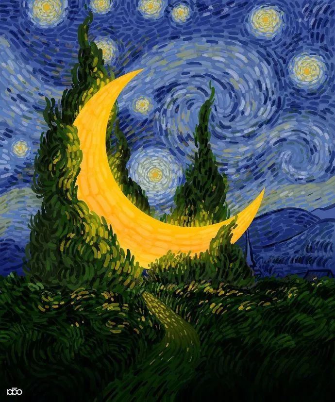 太美了插画师创作的梵高系列画作