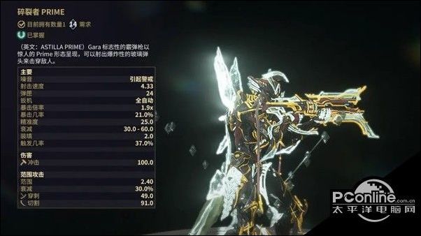 星际战甲garaprime面板及掉落位置介绍