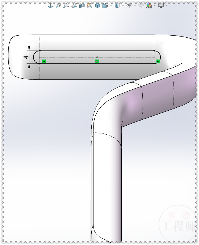 19.在新基准面上画直槽口.