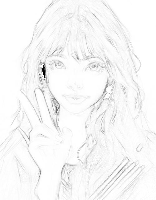 人像插画～俏皮可爱的剪刀手少女