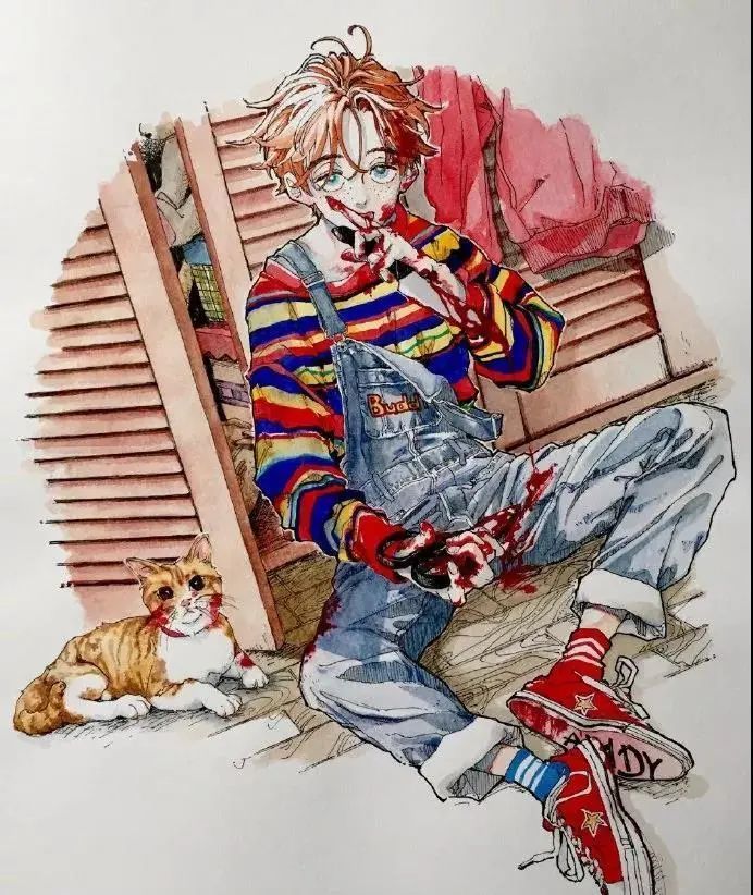 钢笔淡彩人物插画每一张都超级酷