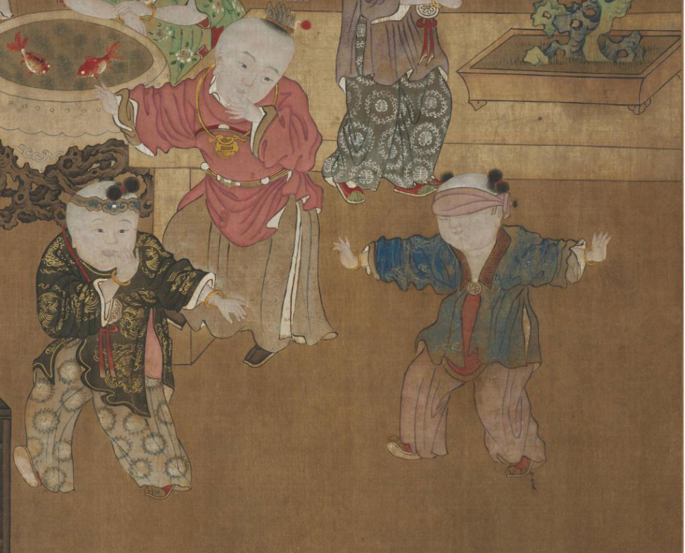 放大看古画婴戏图里的小朋友真是太好玩了