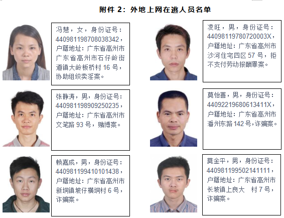 茂名62名在逃人员,全国通缉,快快自首!