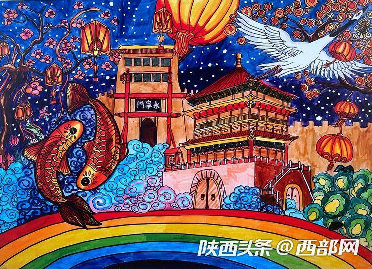 100余幅儿童画城墙展出优秀作品将设计成彩灯点亮青春西安