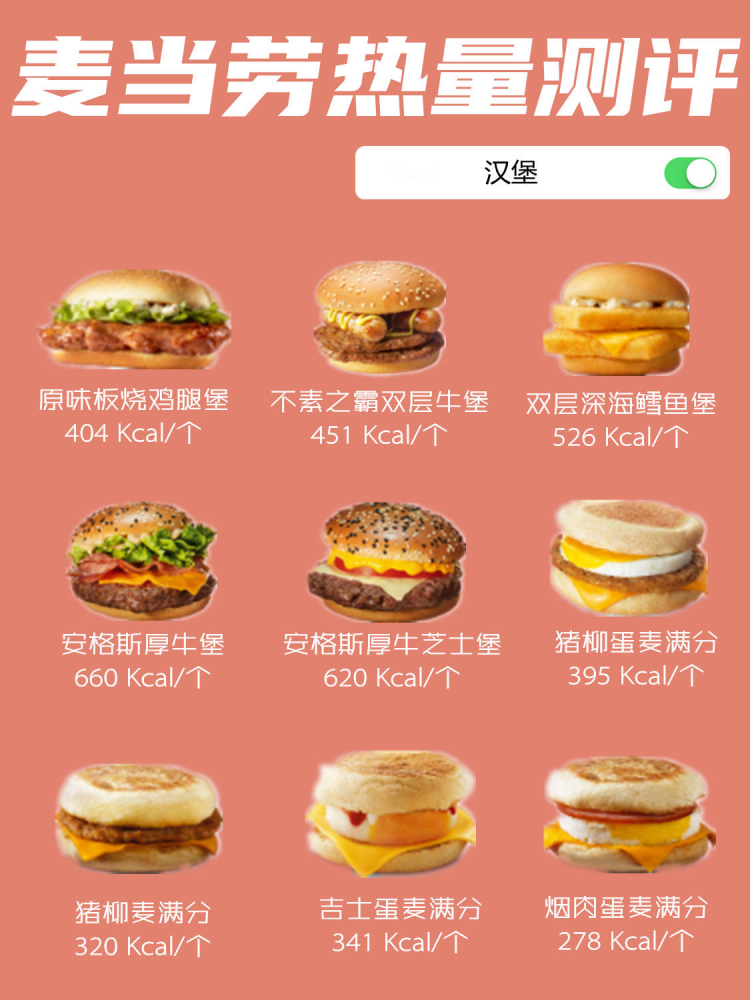 麦当劳食物热量大全了解清楚吃好不怕胖