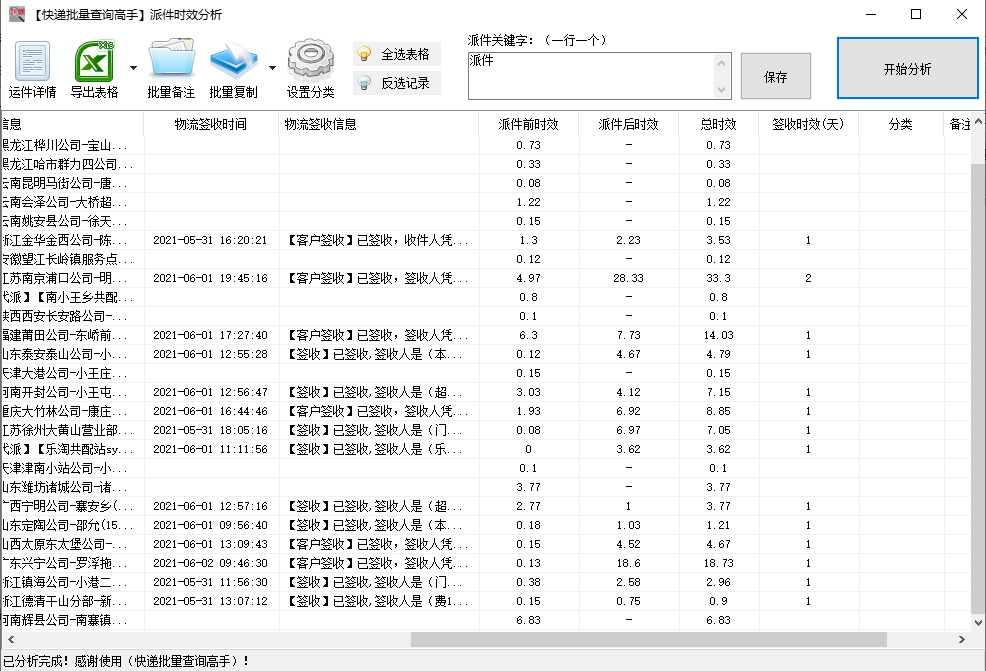 批量查询申通快递物流分析出正在派送中的