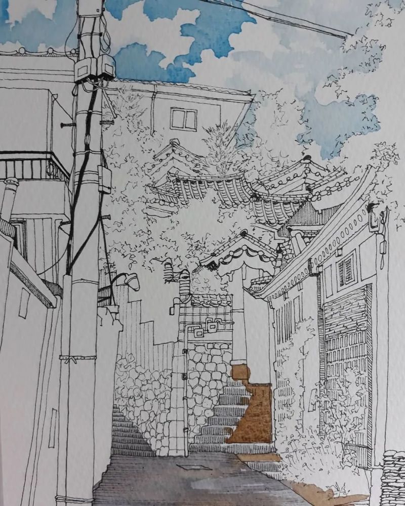 水彩|享受生活 水彩插画 钢笔淡彩 花卉 人物 场景(下)