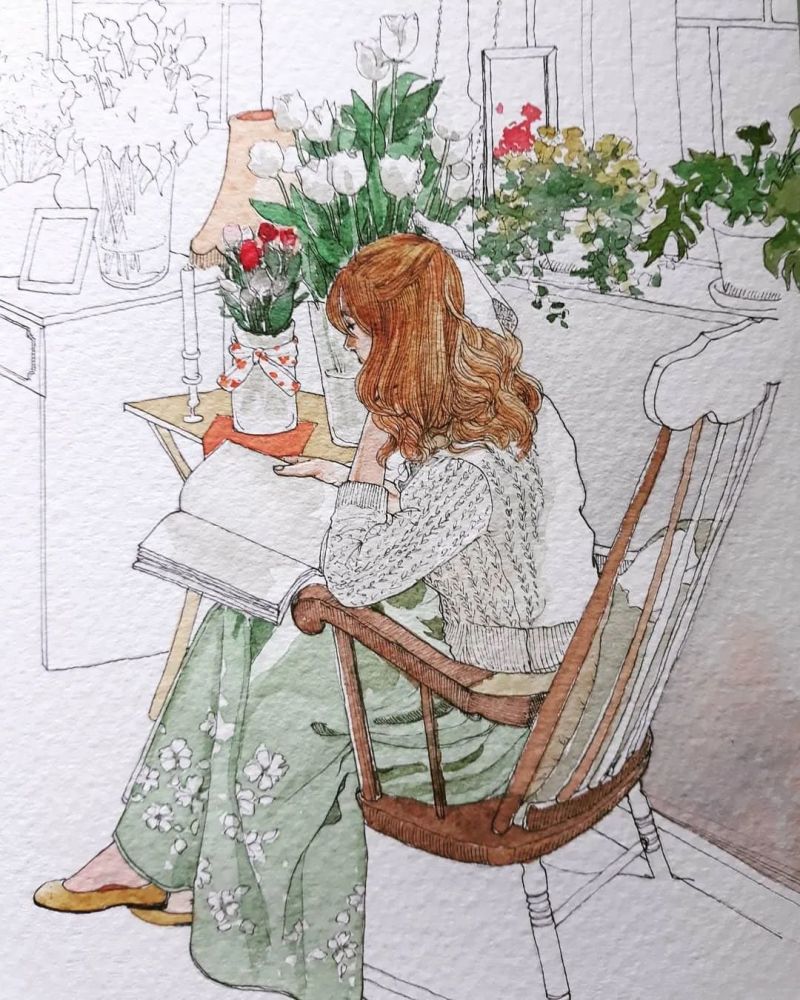 水彩|享受生活 水彩插画 钢笔淡彩 花卉 人物 场景(下)