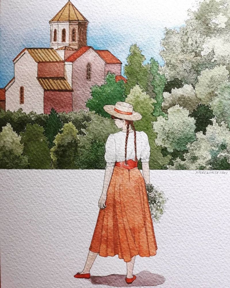 水彩|享受生活 水彩插画 钢笔淡彩 花卉 人物 场景(下)