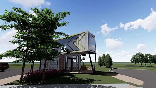 草坪上的集装箱民宿