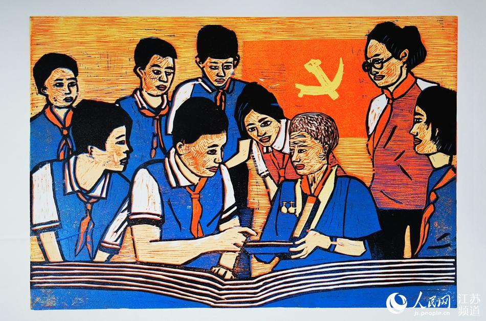 江苏无锡手绘党史版画献礼建党百年