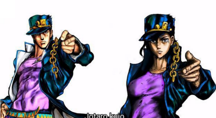 将jojo中的角色性转迪奥的身材有点劲爆乔鲁诺变成美少女