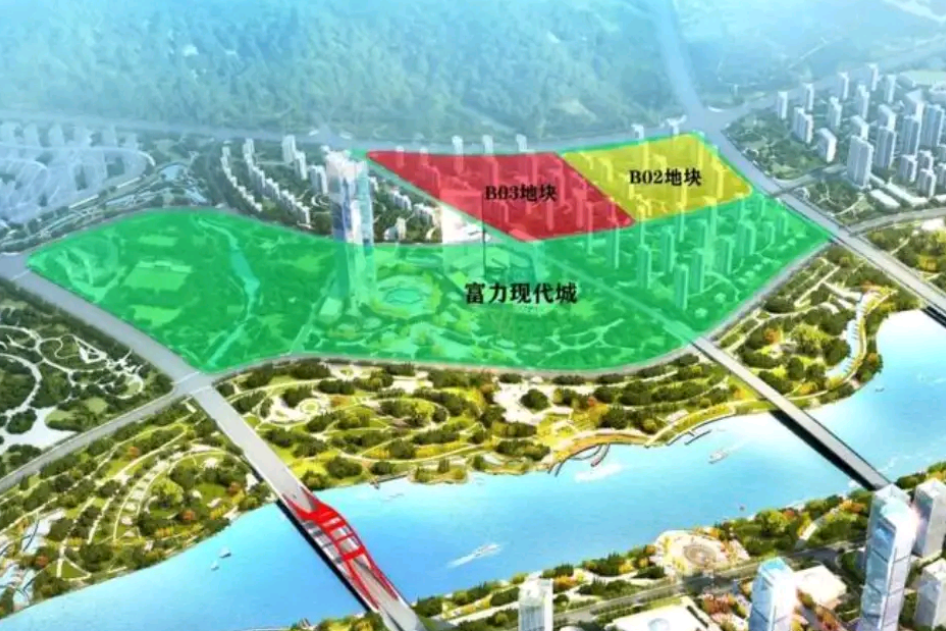 现代城鸟瞰图广州富力地产在2018年12月份,以总价16亿多在赣州蓉江