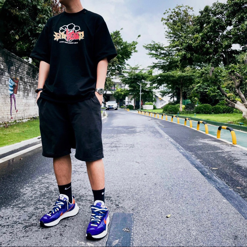 sacaixnike改款马拉松解构布紫金橙大重叠双钩子