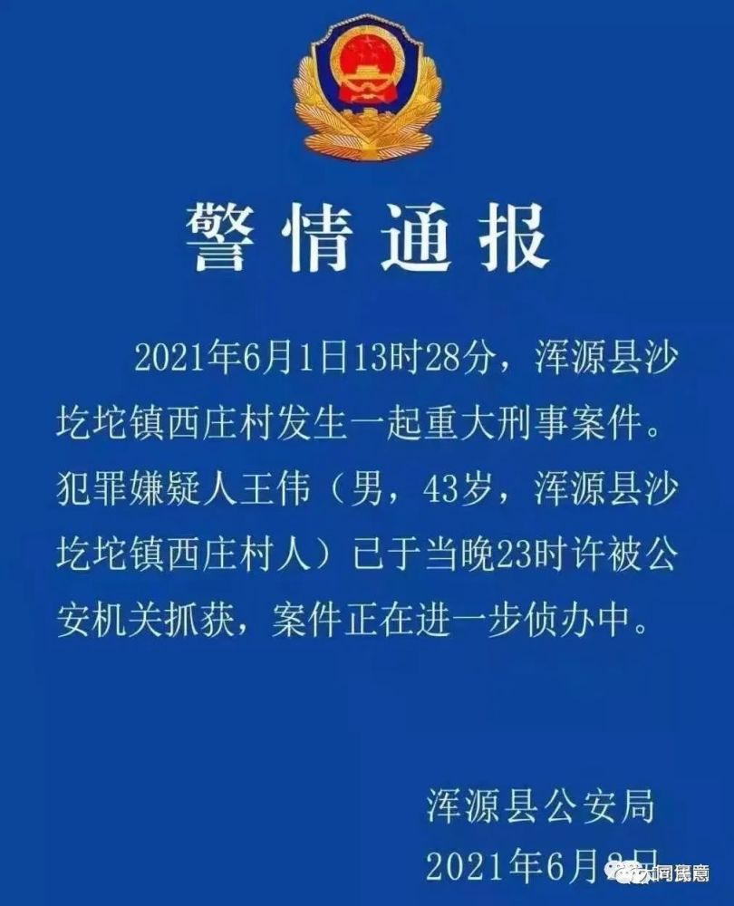 2021年6月1日12时许,浑源县沙圪坨镇西庄村发生一起重大刑事案件,经查