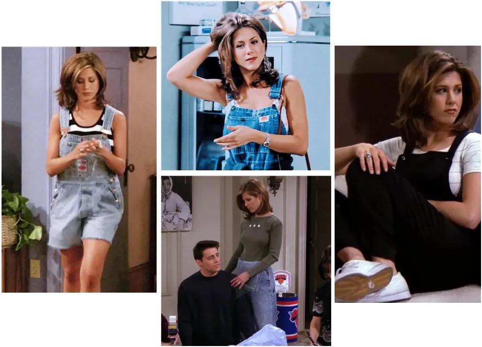 背一个棕色的复古挎包,吊带上点缀着碎花蕾丝,牛仔背带裤内搭细吊带