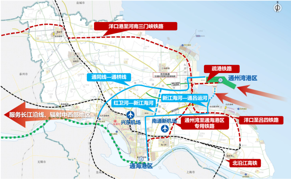 集疏運體系示意圖圖源網絡根據《南通經濟技術開發區通州灣合作園區