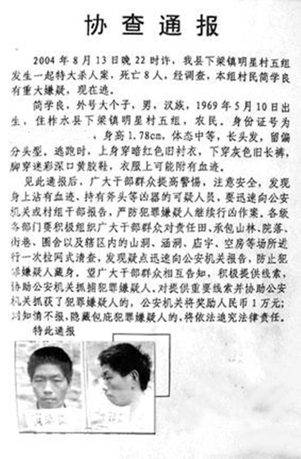 2004年8月13日,在陕西省柞水县下梁镇明星村里,发生了一件灭门惨案