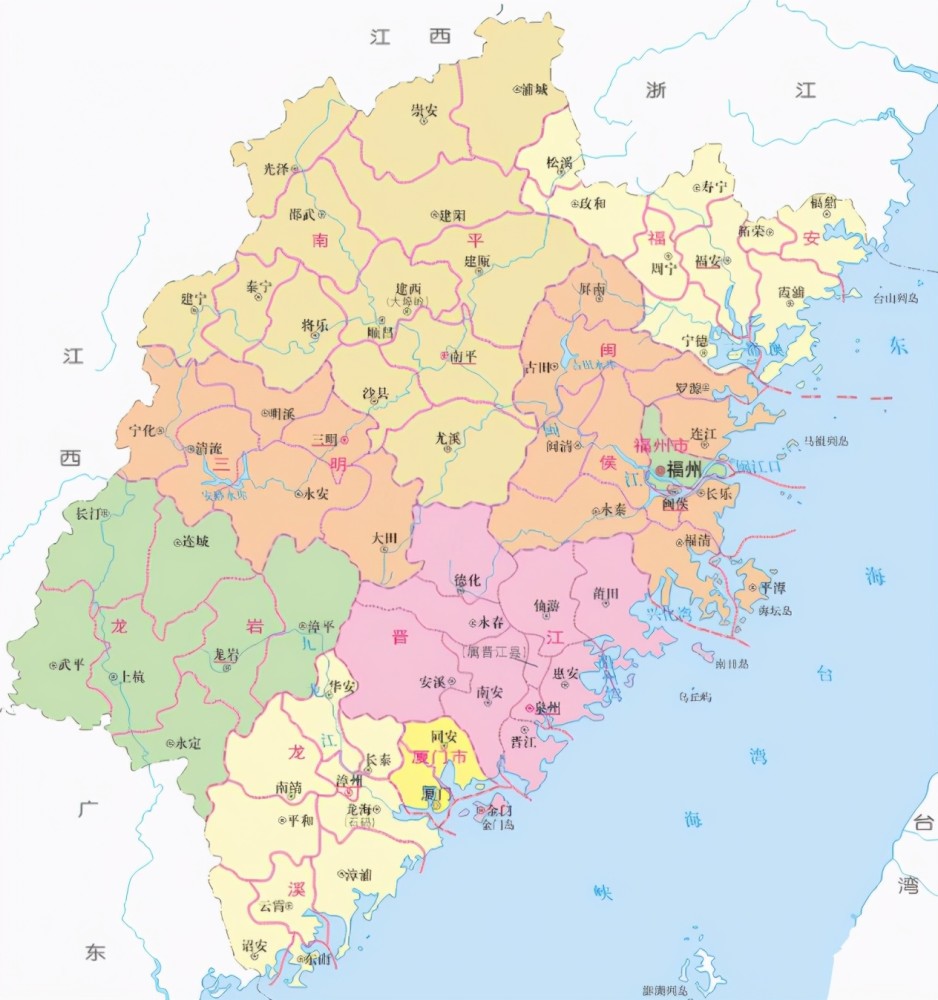 福建省的区划调整当年5大专区如何分为9个地级市