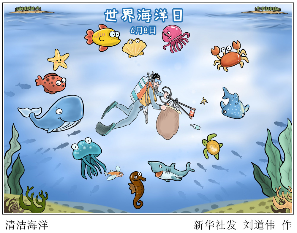 图表漫画世界海洋日清洁海洋