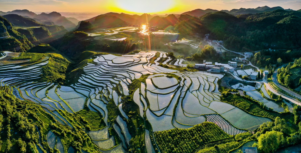 貴州高原大山裡的梯田有一種與眾不同的美