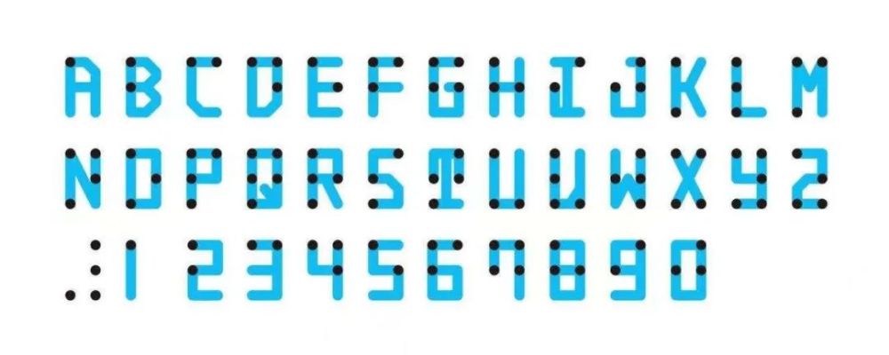 英语盲文a-j只用了"1245"点位,k-t是a-j下面加上了3号点位.