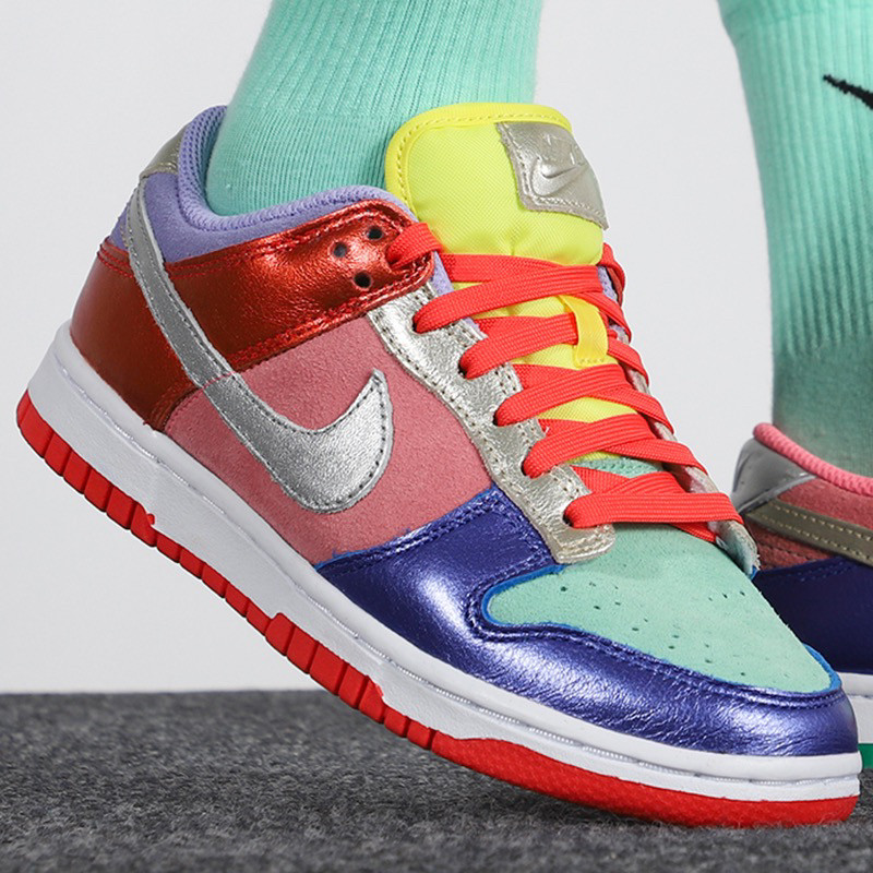 dunk 扣篮系列低帮休闲运动滑板板鞋"金属彩蛋鸳鸯红粉绿蓝紫银"