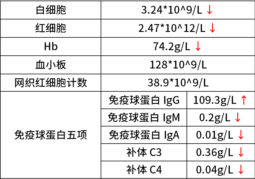 骨髓增生活躍,可見約 58% 的原始幼稚漿細胞,但未發現漿細胞樣淋巴