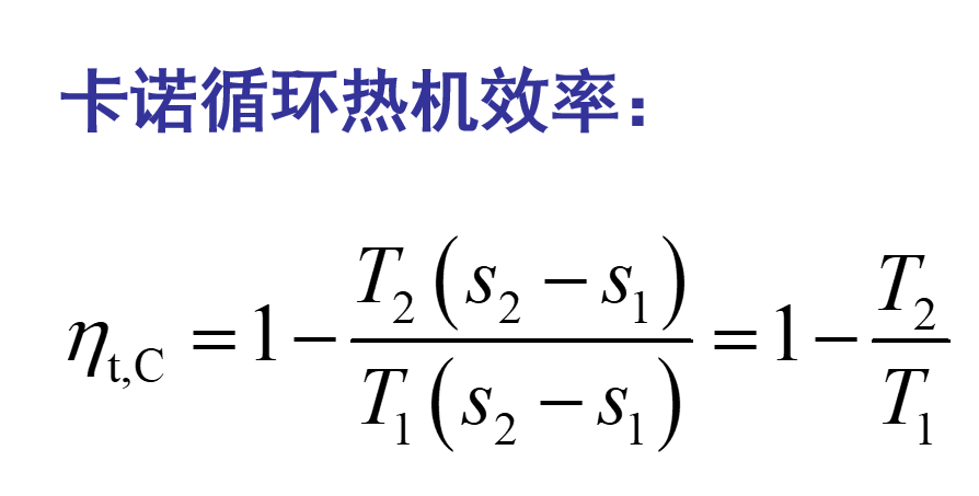 卡诺循环热效率(图片来源:工程热力学课件)在上面的公式中,t1是高温