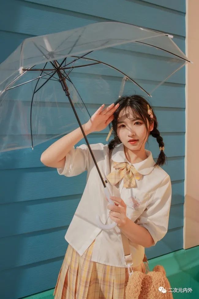 jk私影透明雨伞与双马尾