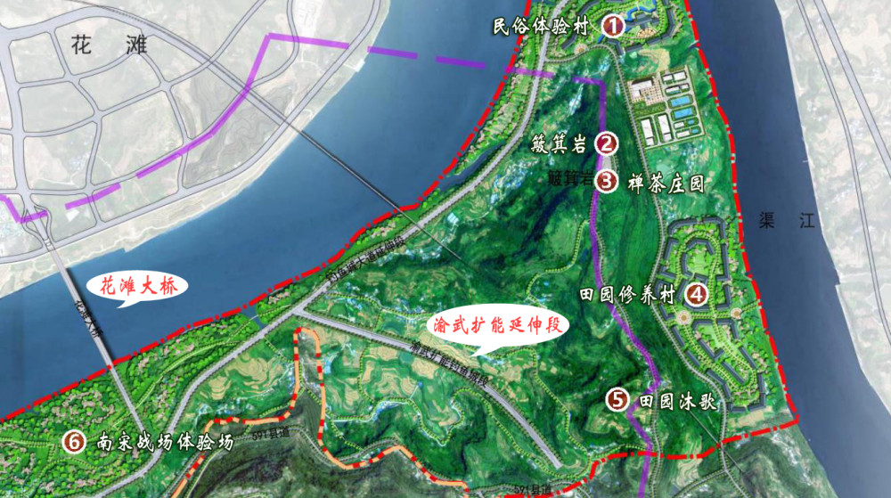 渠江景观大桥(规划)有效连接云门片区,渝武扩能道路为重庆三环延