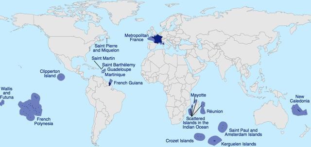 都21世紀了法國除了歐洲的55萬平方千米領土還有這麼多殖民地