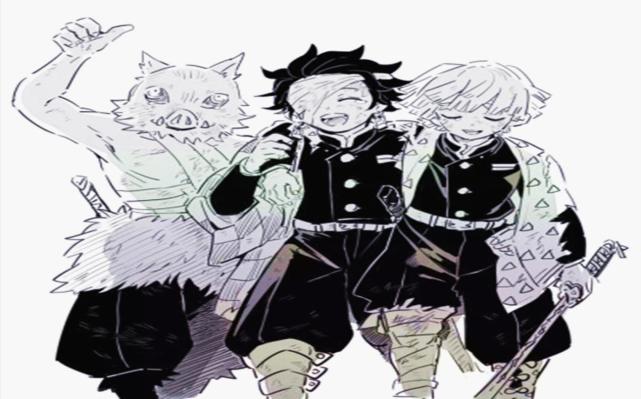 伊之助|善逸|炭治郎|鬼灭之刃|小芭内|铁三角