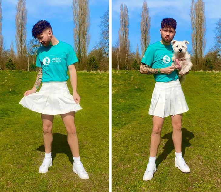 男人穿裙子是怎样一种感觉大胆的英国男子以裙装出现在街头