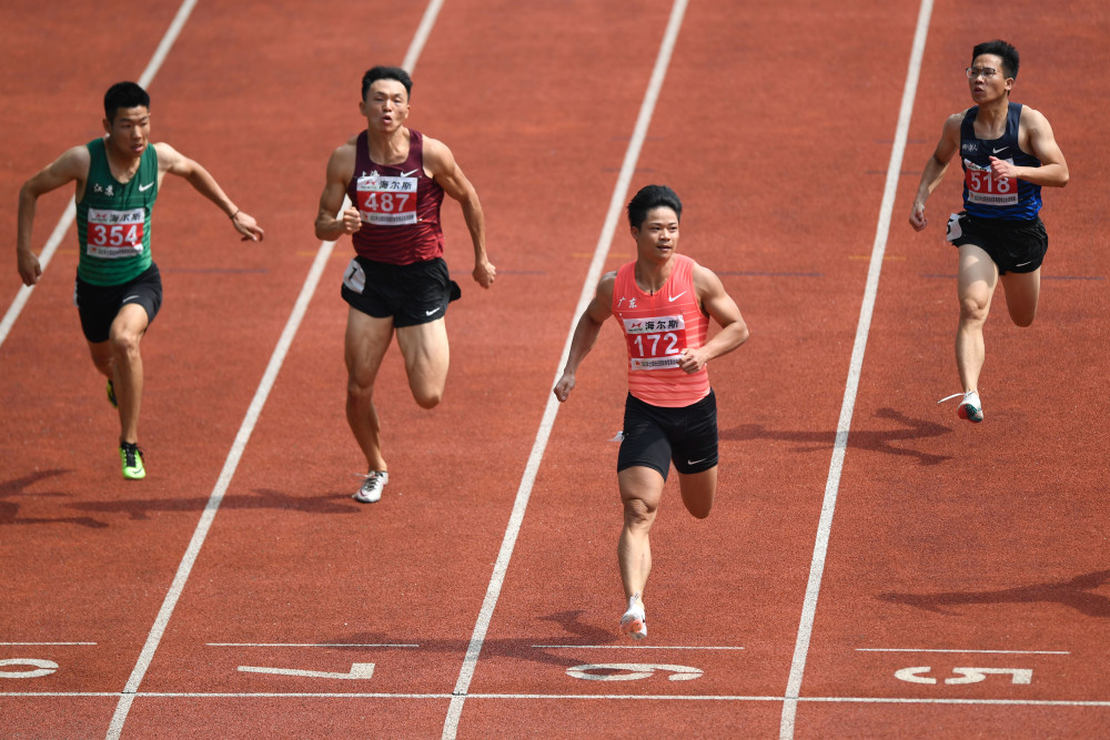 (体育)田径——全国冠军赛:男子100米预赛赛况